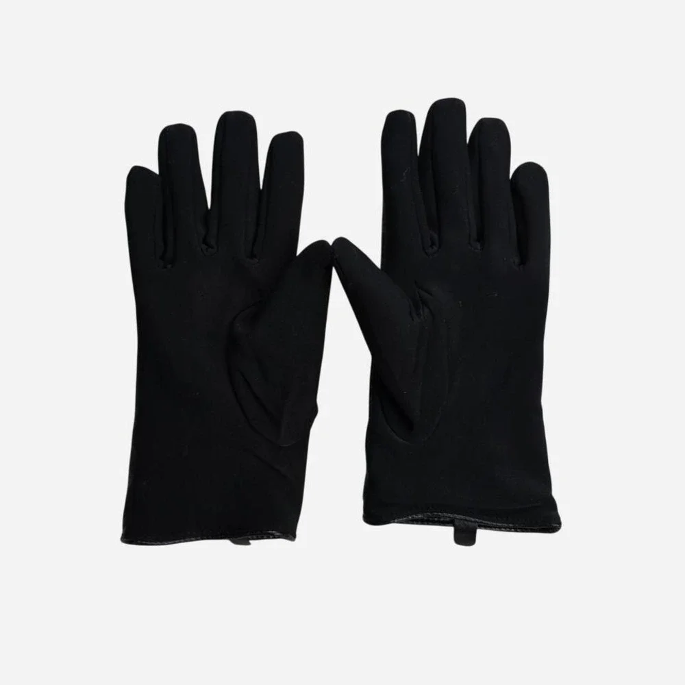 Juicy Couture Womens Black Monogram Crown Heart Faux Leather‎ Gloves One Size